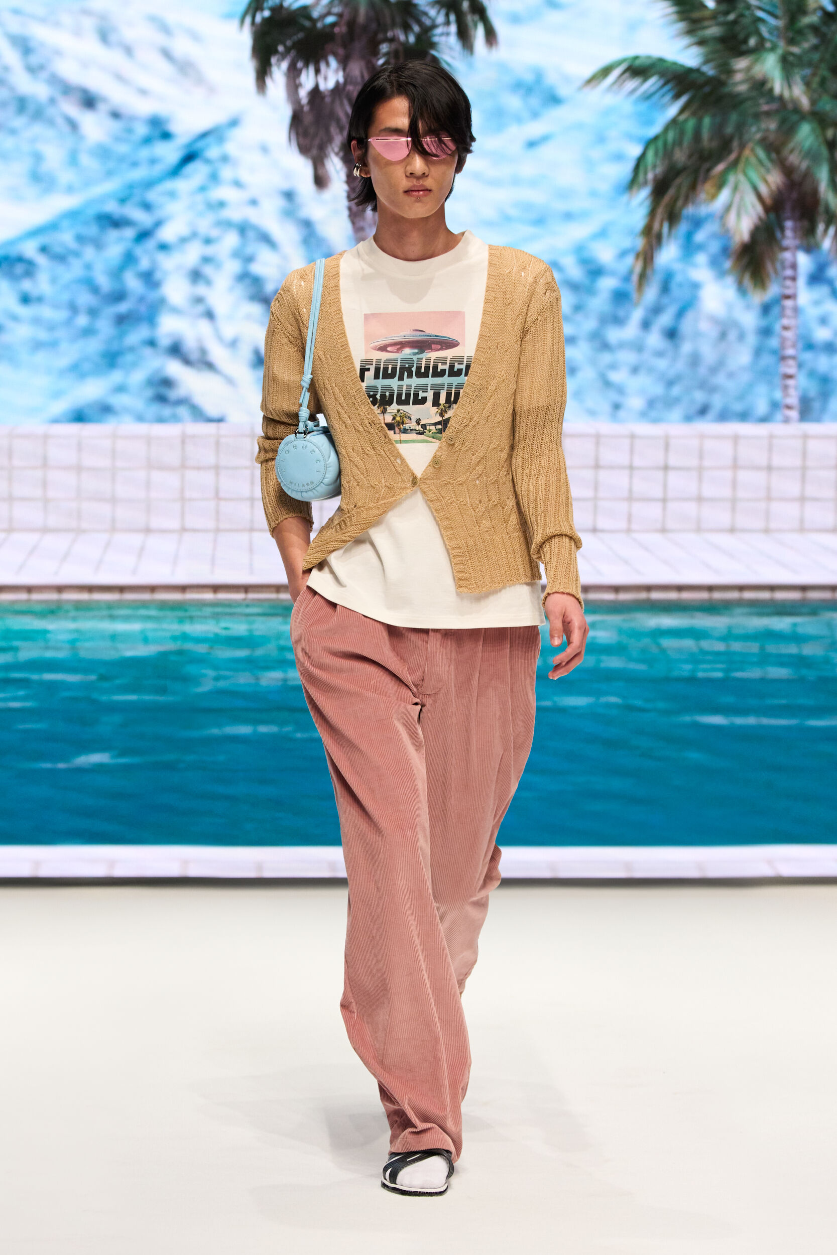 Angels Patch Cableknit Cardigan Beige